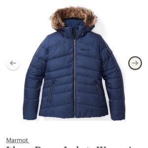 Marmot Green Puffer Jacket with Fur Hood